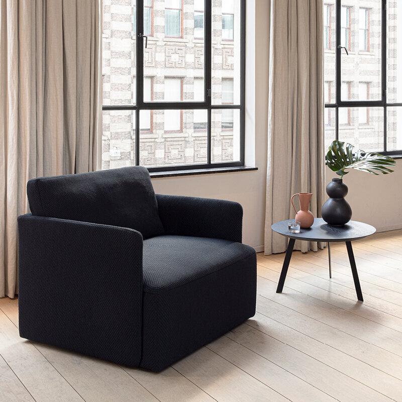 New Co Coffee Table 70 Rond zwart Eiken hardwax olie naturel light 3041 ...